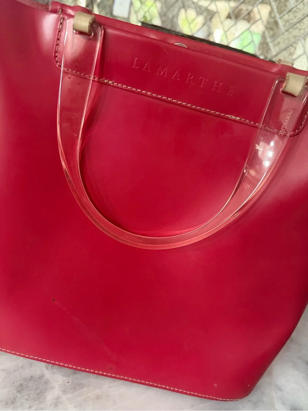 Red Leather Lamarthe Purse